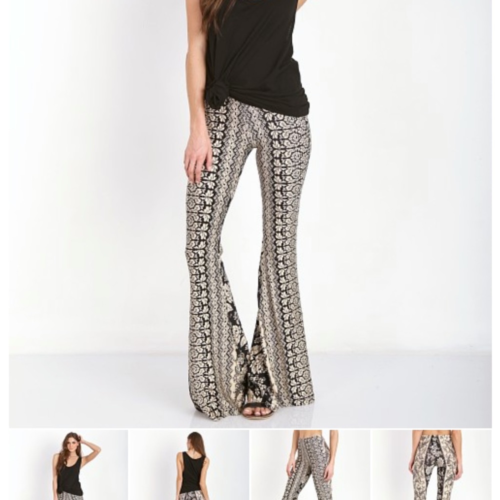 Novella Royale Janis Bells Black Hazely Flare Pants Size M Boho Festival